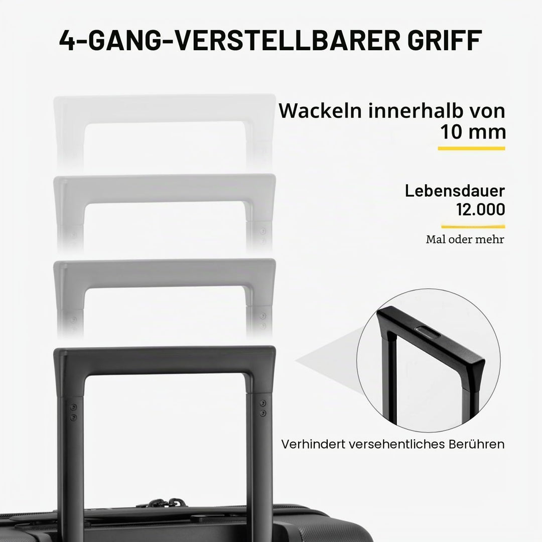 LEVEL8 Koffer Trolley, Rollkoffer Reisekoffer Hartschalen 4 Rollen, Spinner Handgepäck,TSA, 100% PC,