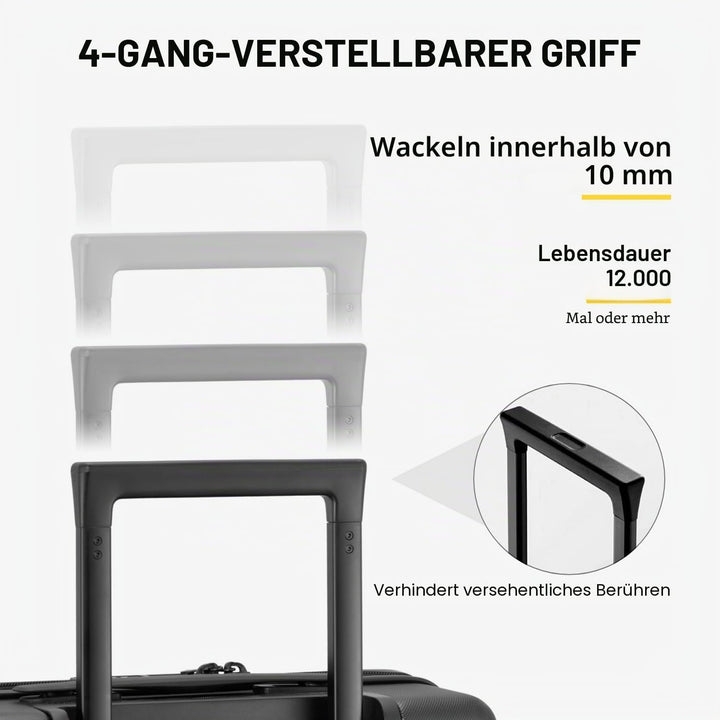 LEVEL8 Koffer Trolley, Rollkoffer Reisekoffer Hartschalen 4 Rollen, Spinner Handgepäck,TSA, 100% PC,