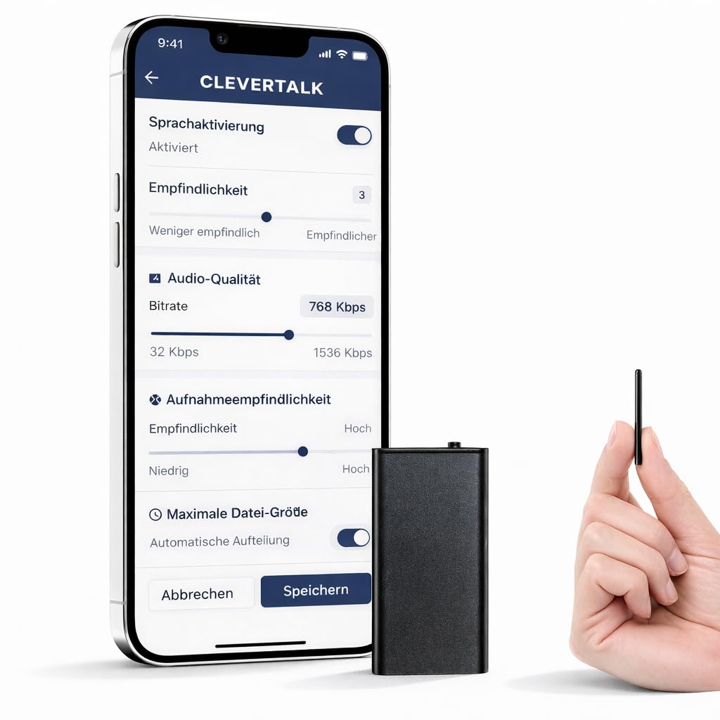CleverTalk Q1 KI-Sprachrekorder | Sprachaktiviert | Mobile App, Mac, Windows und Web | Europäische C