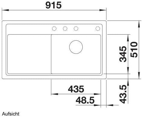 BLANCO ZENAR 5 S | SILGRANIT schwarz | Einbauart: Einbau von Oben | Hauptbecken rechts | mit Ablauff