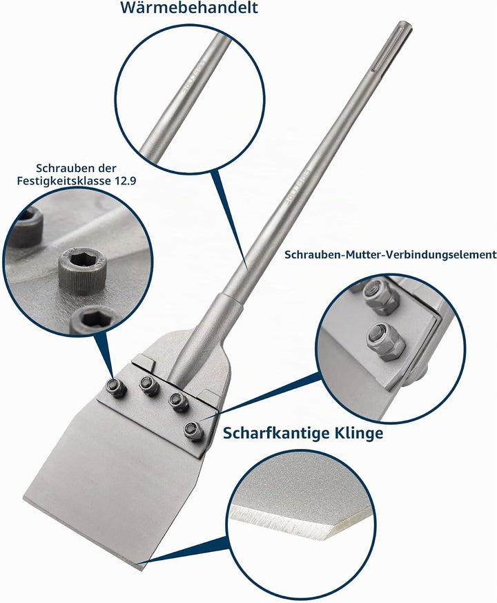 Firecore SDS Max Boden-Schaber, Spachtelmeissel SDS Max, 635mm×150mm, spachtel werkzeug für Böden, V