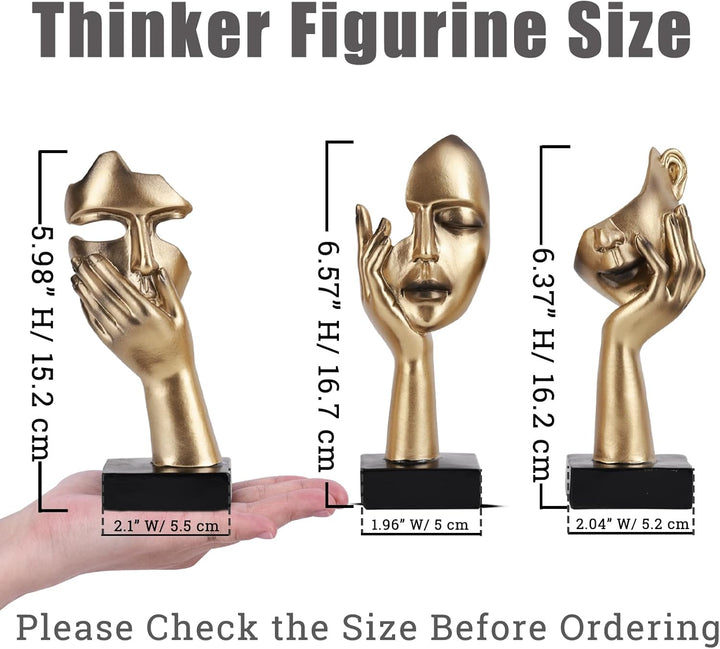oliruim 3 Stück Denker-Statue, goldene Schwarze abstrakte Kunstskulptur, Moderne Heimdekoration, Sch