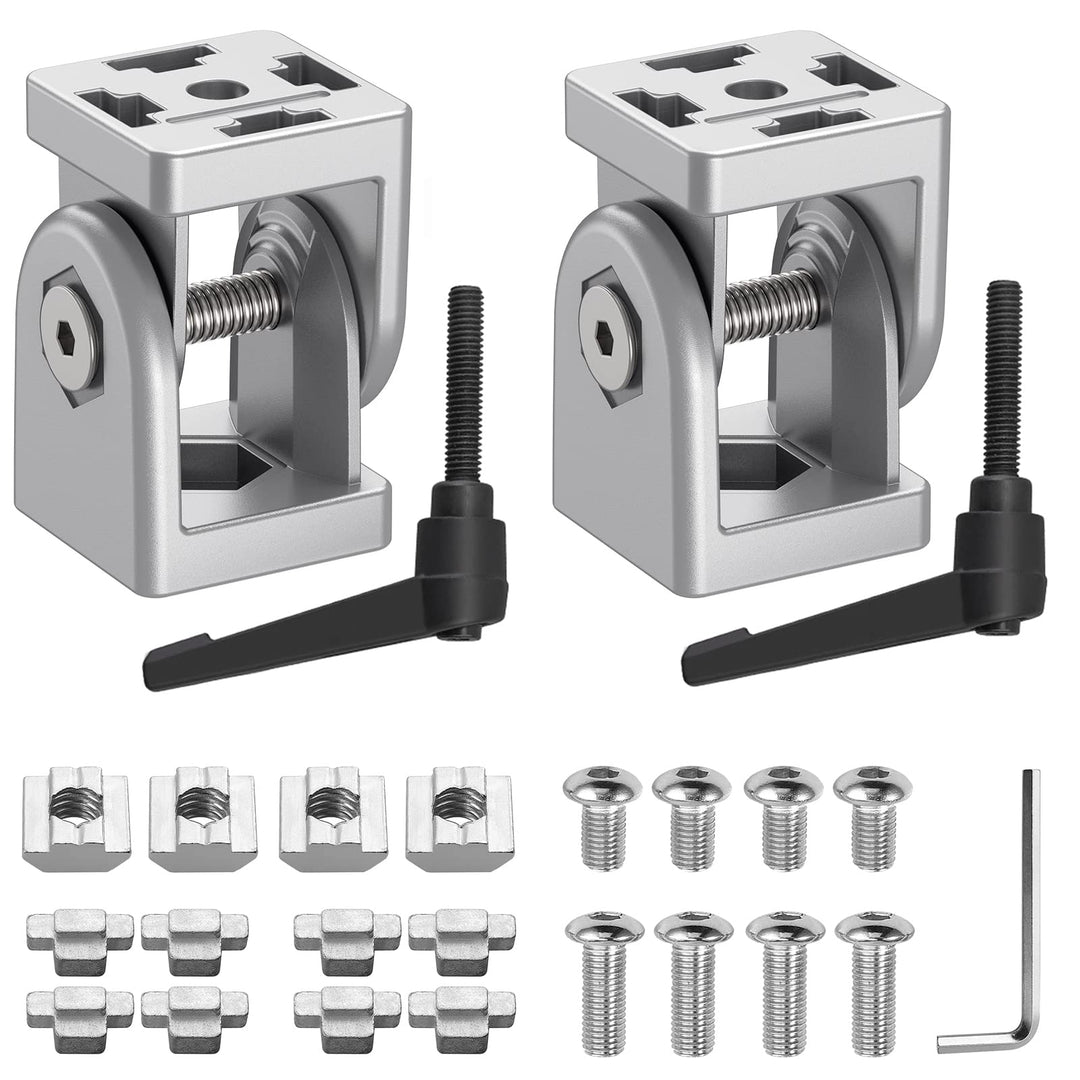 JiGiU Winkelverbinder für 4040 Aluprofil 8mm Schlitz Flexibler Scharnier mit Klemmhebel 180° Drehber