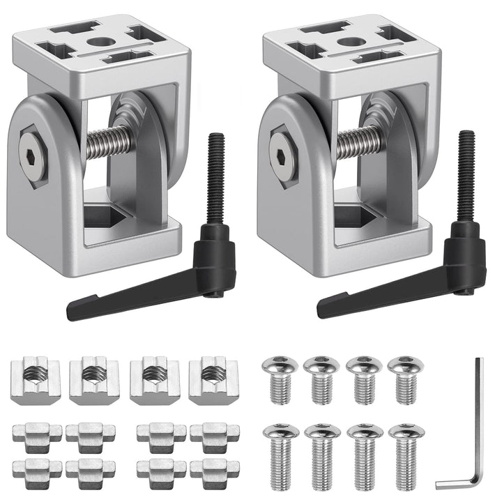 JiGiU Winkelverbinder für 4040 Aluprofil 8mm Schlitz Flexibler Scharnier mit Klemmhebel 180° Drehber