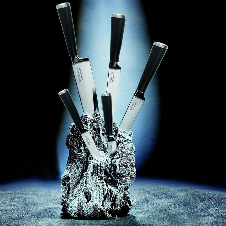 STONELINE® EXCALIBUR® Messerblock, bestückt, 6-teilig, rostfreier Spezialklingenstahl, Inklusive Sch