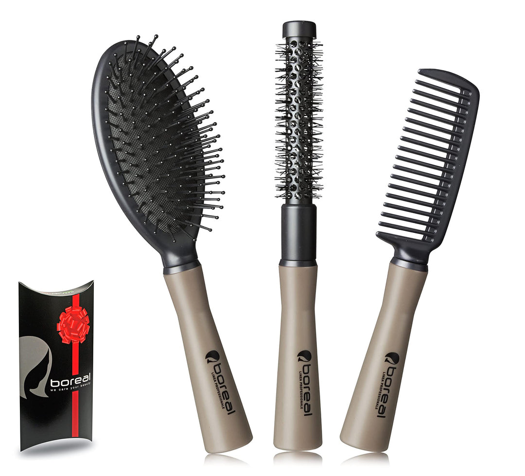 Pneumatikbürste + thermische Walze + Kamm professionelle. Professional hairbrushes set: oval cushion