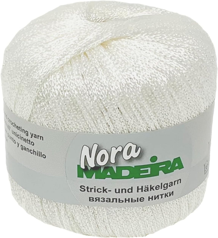 Häkelgarn Glitzergarn Strickgarn metallisiertes Haekelgarn Madeira Nora 5x25g Farbe 301 weiss, 301 w