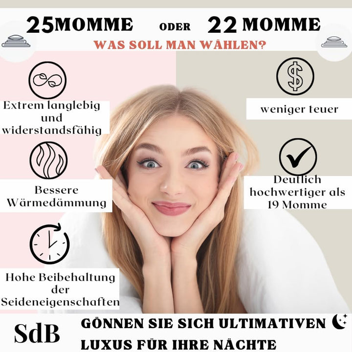 Kopfkissenbezug, 100 % natürliche Maulbeerseide, 25 Momme, hochwertig, Güteklasse 6A, ohne Chemikali