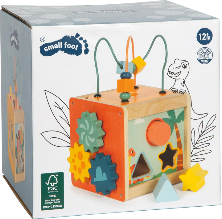 small foot Motorikwürfel „Dino“, Activity-Würfel aus FSC 100%-zertifiziertem Holz, für Kinder ab 12