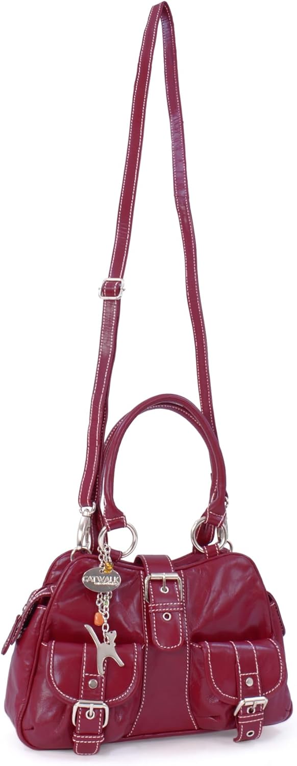 Catwalk Collection Handbags - Damen Leder Henkeltasche - Umhängetasche/Handtasche Mittelgross - Vers