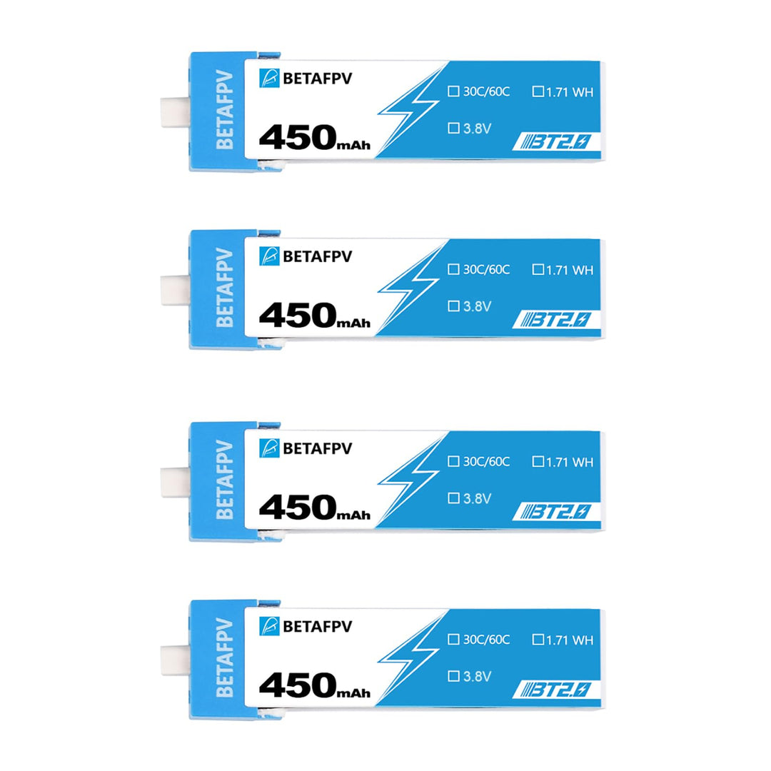BETAFPV 4pcs BT2.0 450mAh 1S Lipo Akku 3.8V 30C/60C 1.71WH 1S Akku mit BT2.0 Anschluss Kompatibel fü