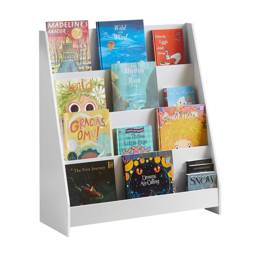 SoBuy Bücherregal Kinder Montessori Kinderregal mit 4 Ablagefächern Regal Kinderzimmer Spielzeug Auf