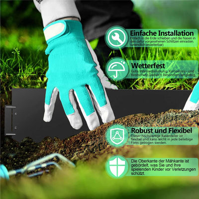 Vigevee Rasenkante verzinkt Metall, 5m 10m 15m 20m 25m 30m 35m 40m 45m 50m 100x15cm oder 100x18cm Be