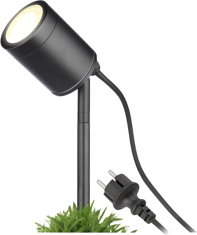 lambado® Kompakte Gartenleuchte mit Erdspiess inkl. LED 5W neutralweiss dimmbar - Schwarze Gartenstr