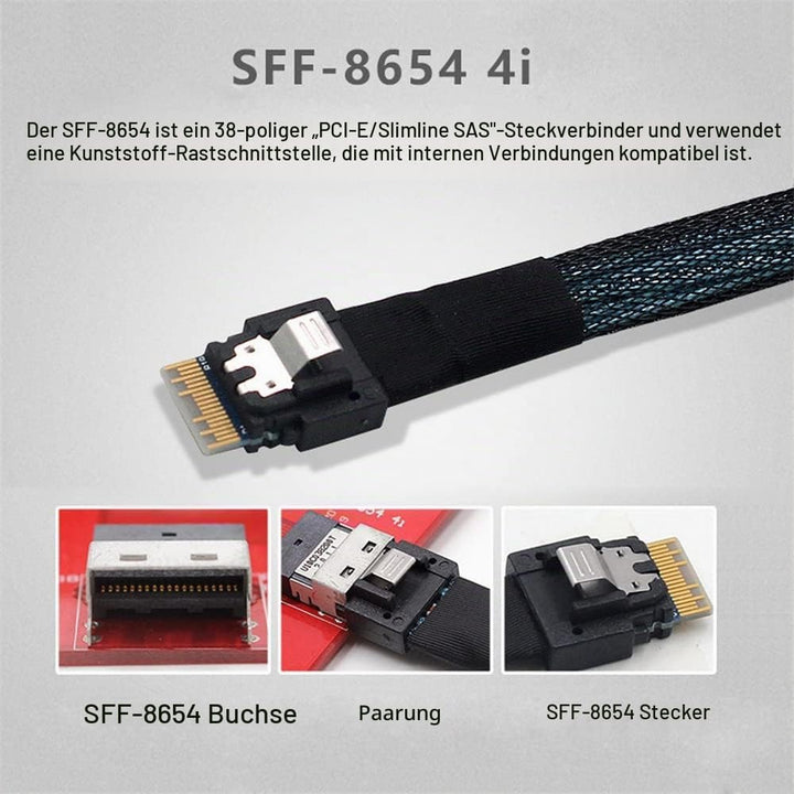 Xiwai NGFF M-Key NVME Stecker zu Buchse Verlängerungskabel 40cm mit SFF-8654 Stecker für Mainboard S