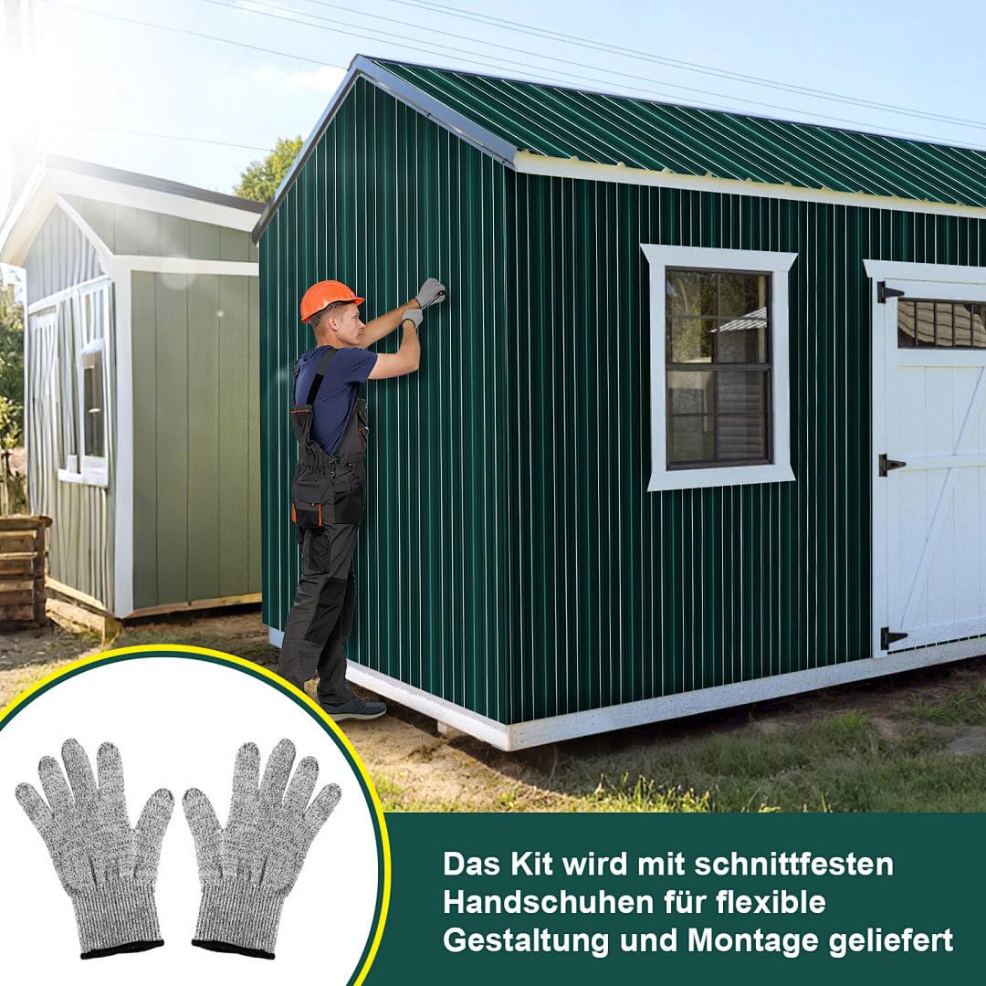 12er Set Profilblech Trapezblech, Dachplatten Wellblechplatten für Dach 129x46cm 7m² Metall Stahlble