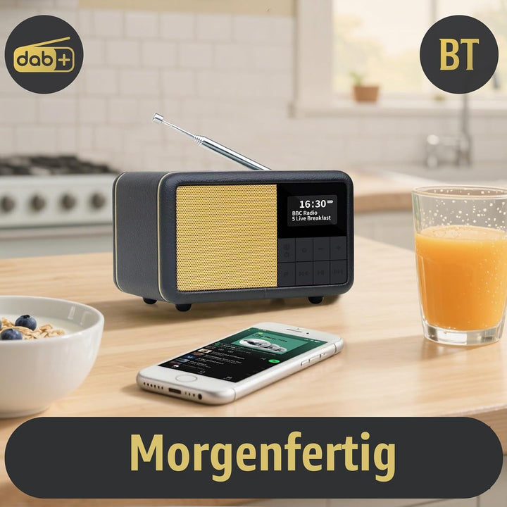 LEMEGA CR7 Tragbares Mini DAB+ Radio mit Bluetooth（Akku mit bis zu 12 Stunden Laufzeit,UKW,IPX4 wass