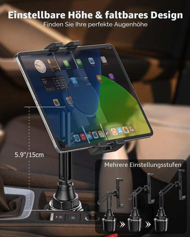 Getränkehalter Auto Tablet Halterung, woleyi PKW LKW Becherhalter Tablet Handyhalter mit Verstellbar