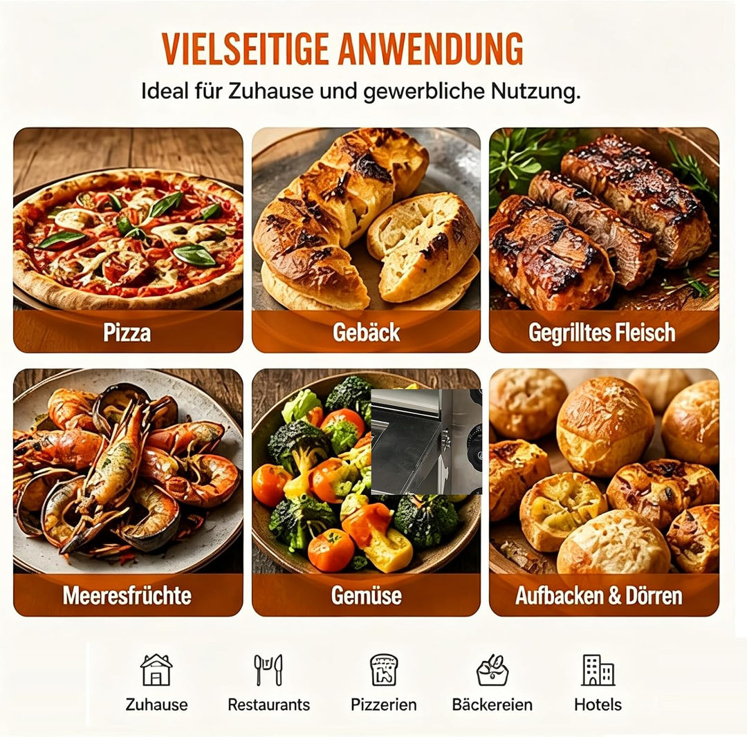 Kommerzieller Pizzaofen 14-Zoll mit 50-350°C &amp; 60min Timer