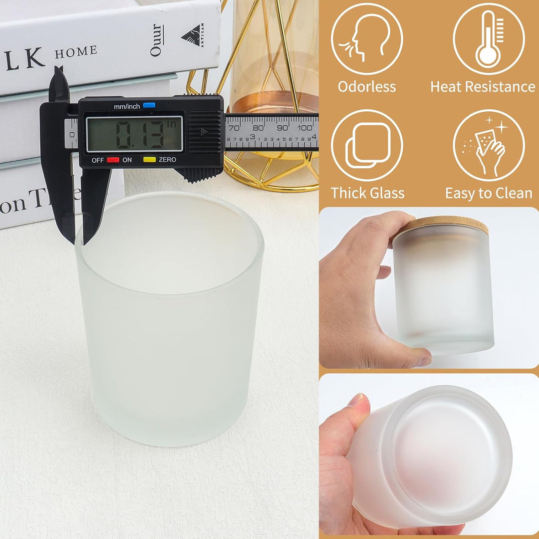8 Pace Milchglas-Kerzengläser mit Bambusdeckel, leere Gläser (315 ml) für die Herstellung von Kerzen