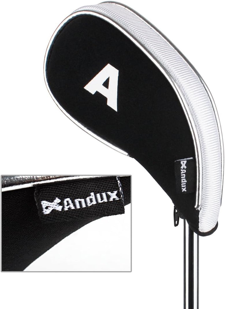 Andux Golfschlägerhauben mit Reissverschluss, 10 Stück Schwarz/Weiss, Einheitsgrösse Schwarz/Weiss