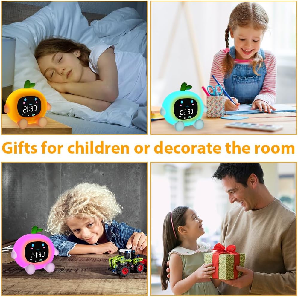 HOTUT Kinder Lichtwecker,Schlaftrainer Kinder mit Nachtlichtern,6 White Noise Kinderwecker,Digitaler