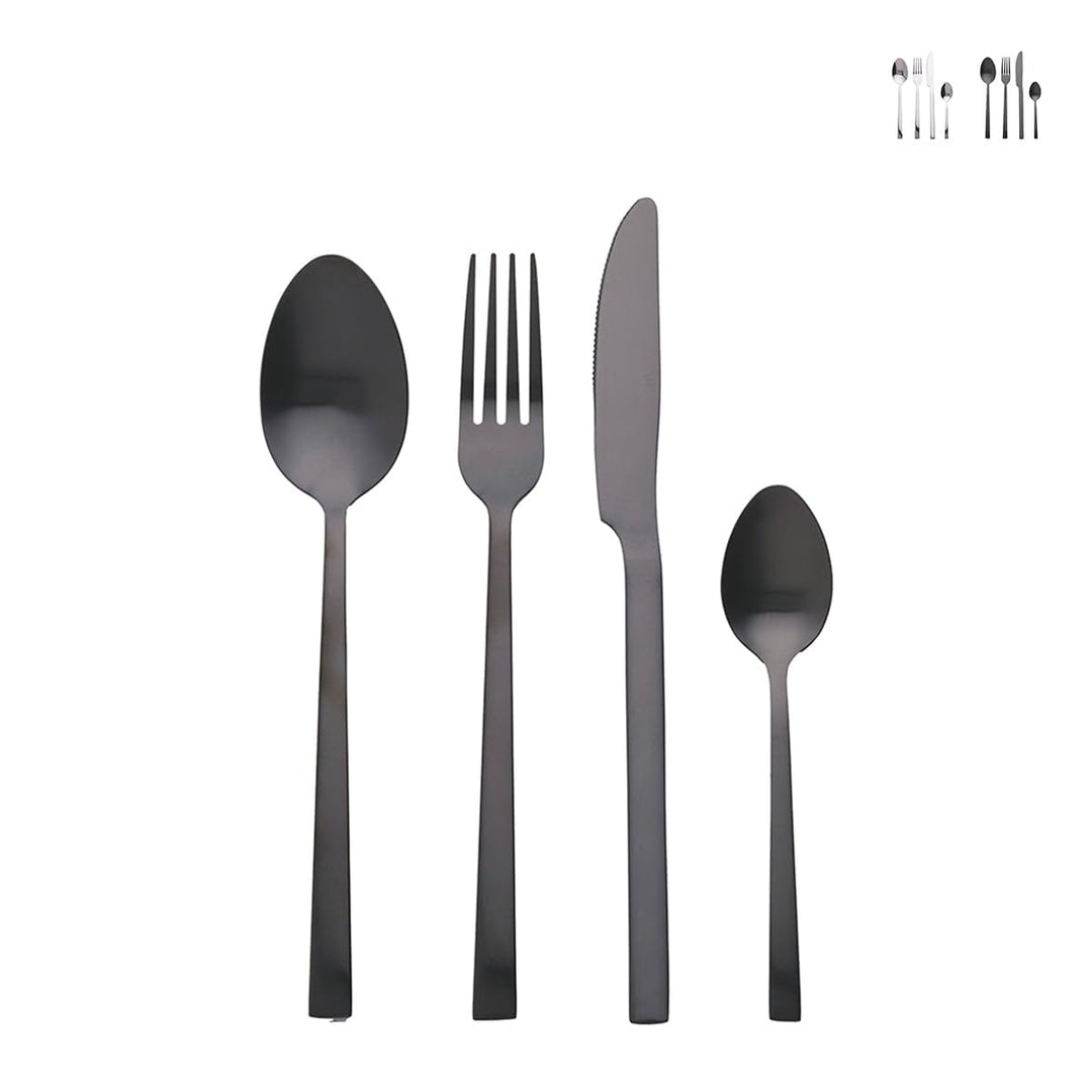Villa d'Este Home Tivoli 2197796 Lexington Besteck-Set 24 Stück Schwarz Matt, Stahl
