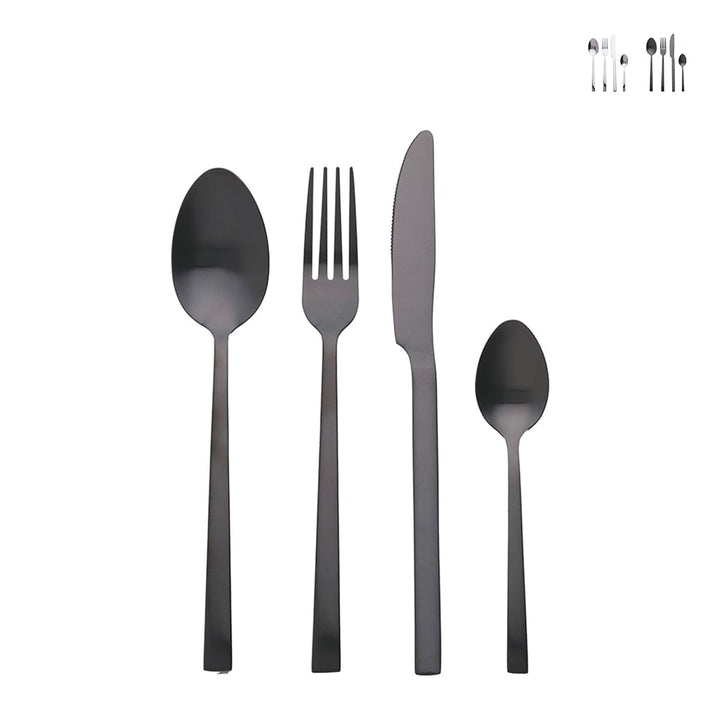 Villa d'Este Home Tivoli 2197796 Lexington Besteck-Set 24 Stück Schwarz Matt, Stahl