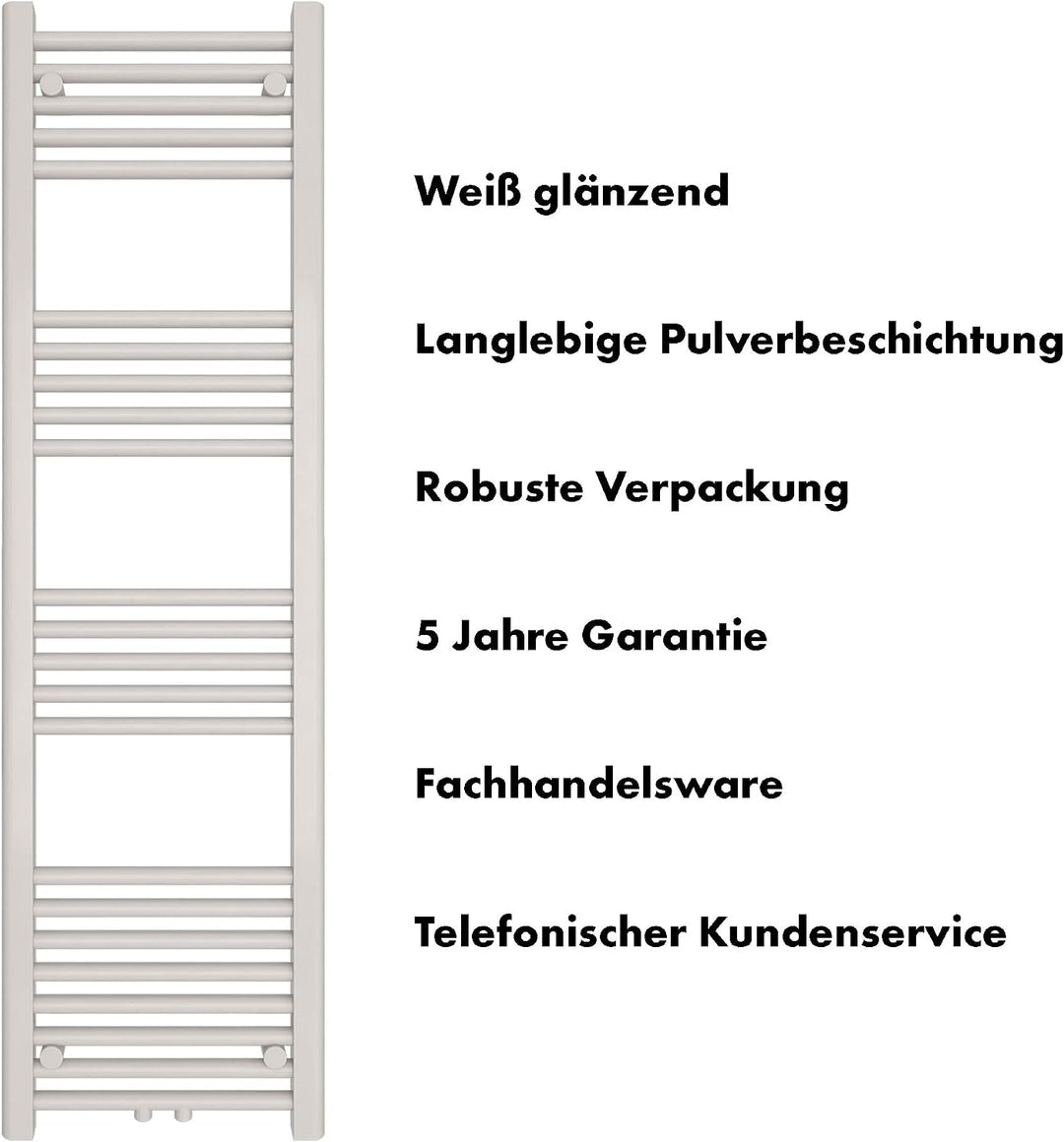 SHV Badheizkörper mit Mittelanschluss in weiss | Heizkörper für Badezimmer, Handtuchhalter für Wand