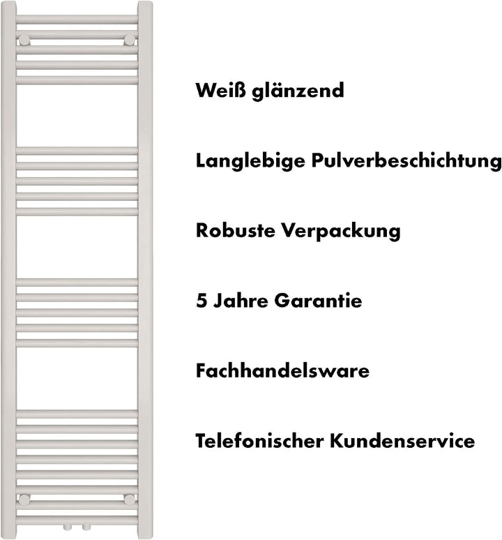 SHV Badheizkörper mit Mittelanschluss in weiss | Heizkörper für Badezimmer, Handtuchhalter für Wand