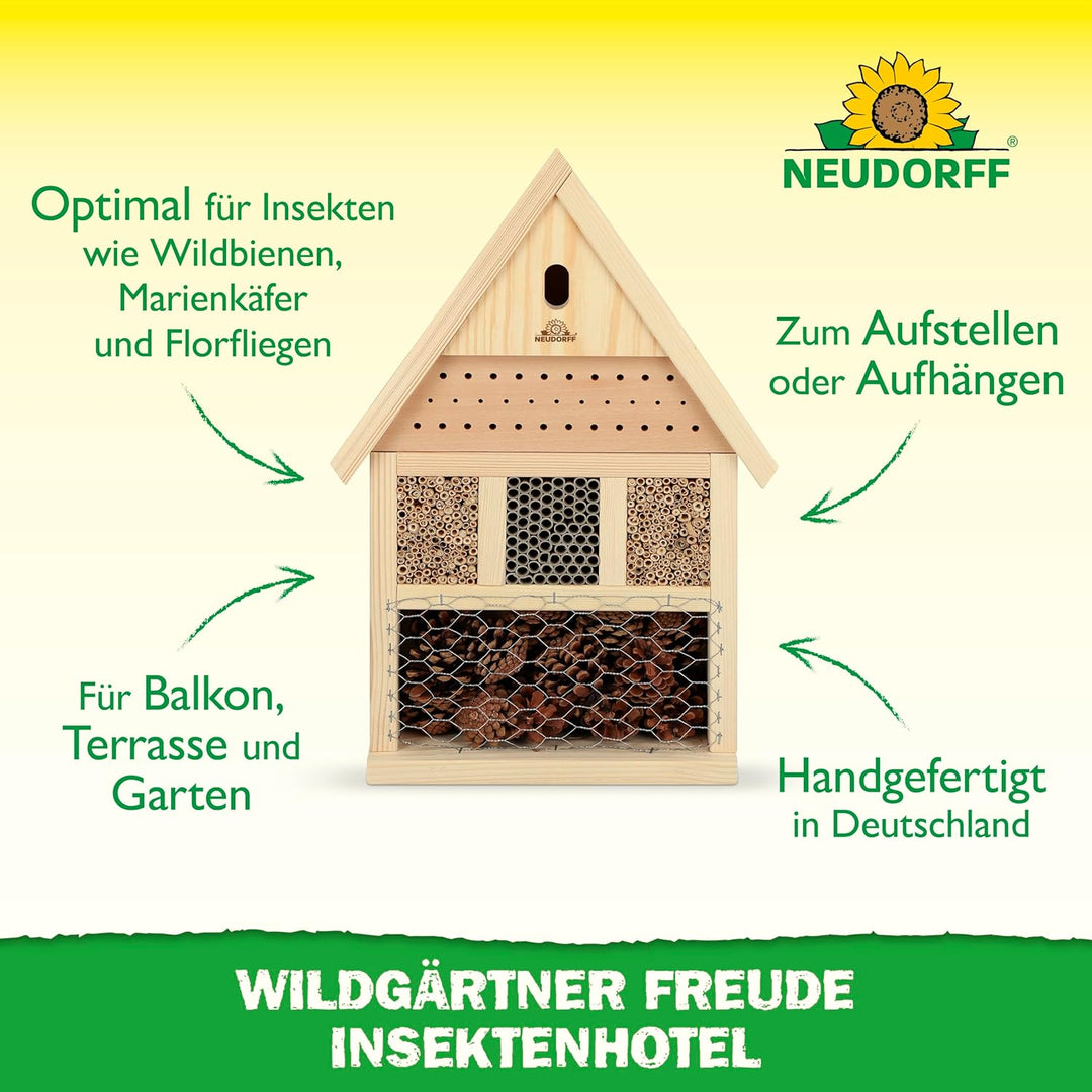Neudorff Wildgärtner Freude Insektenhotel als Nist- und Überwinterungshilfe für Wildbienen, Marienkä