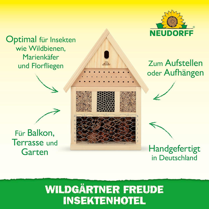 Neudorff Wildgärtner Freude Insektenhotel als Nist- und Überwinterungshilfe für Wildbienen, Marienkä