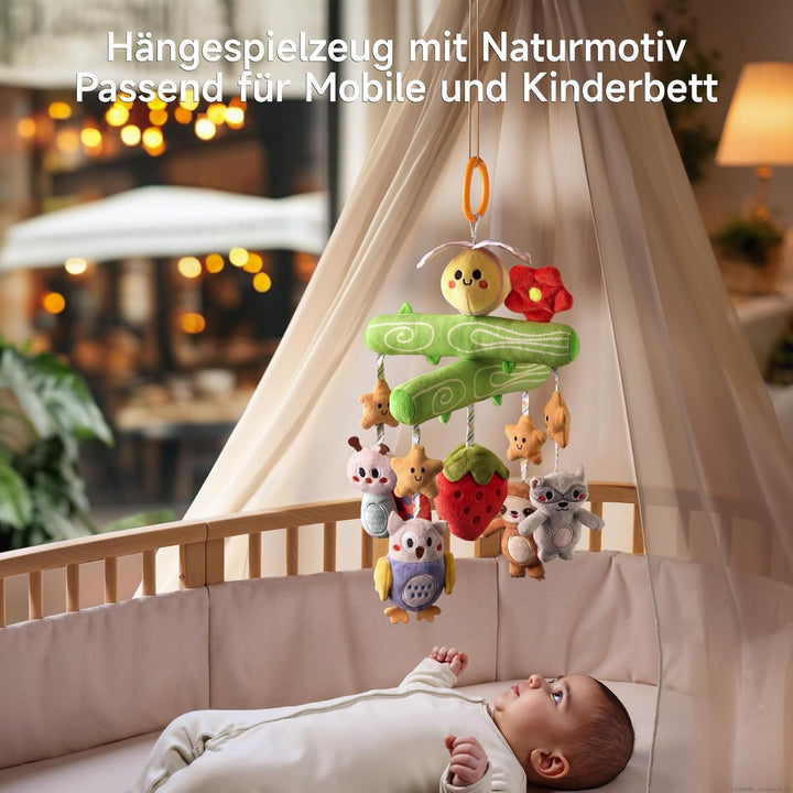 TUMAMA Babyspielzeug 0 3 6 12 Monate, Krippen-Mobile Spielzeug mit Quietschen, Knistern, Rassel, Mon