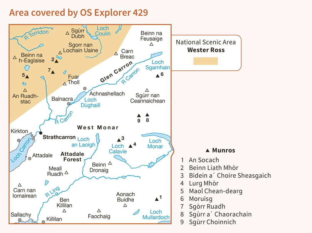 Glen Carron and West Monar (OS Explorer Map, Band 429), Karte