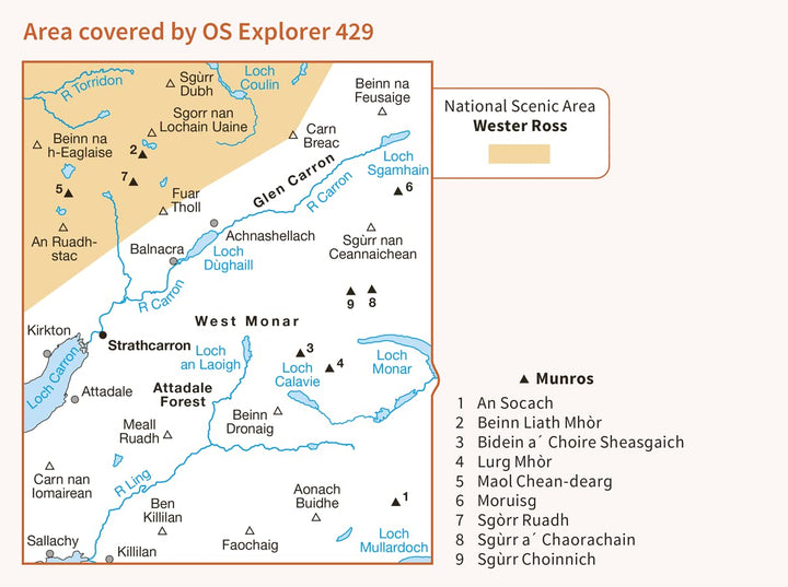 Glen Carron and West Monar (OS Explorer Map, Band 429), Karte