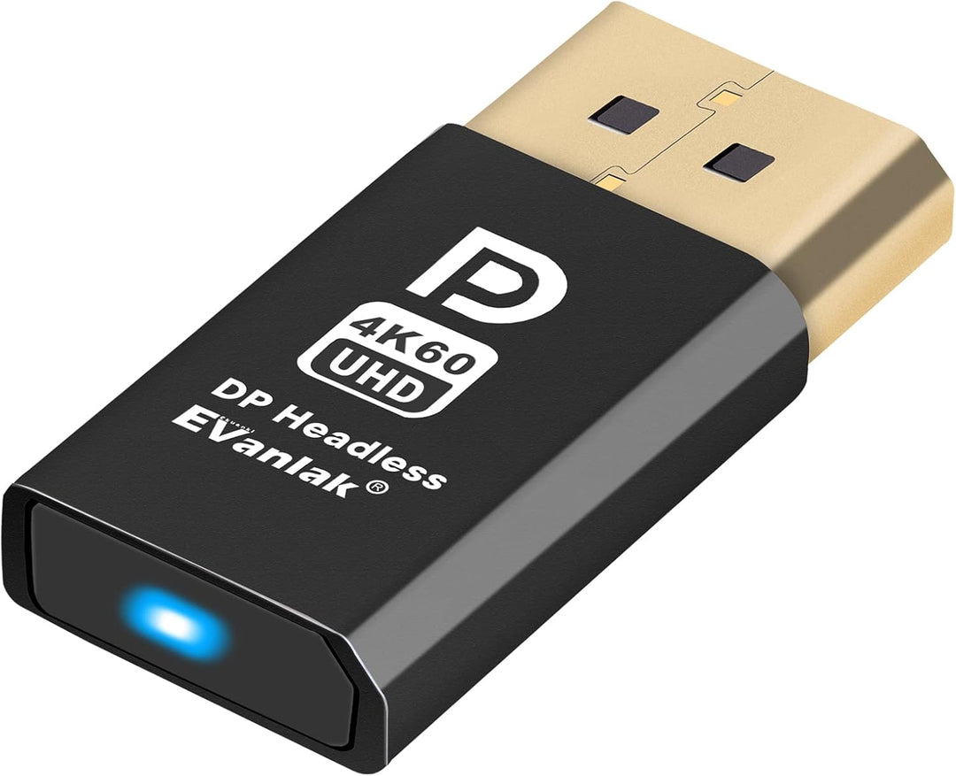 EVanlak 4K60HZ DisplayPort Headless Ghost Display Emulator für PC DP Dummy Plug -fit Headless 1080@1