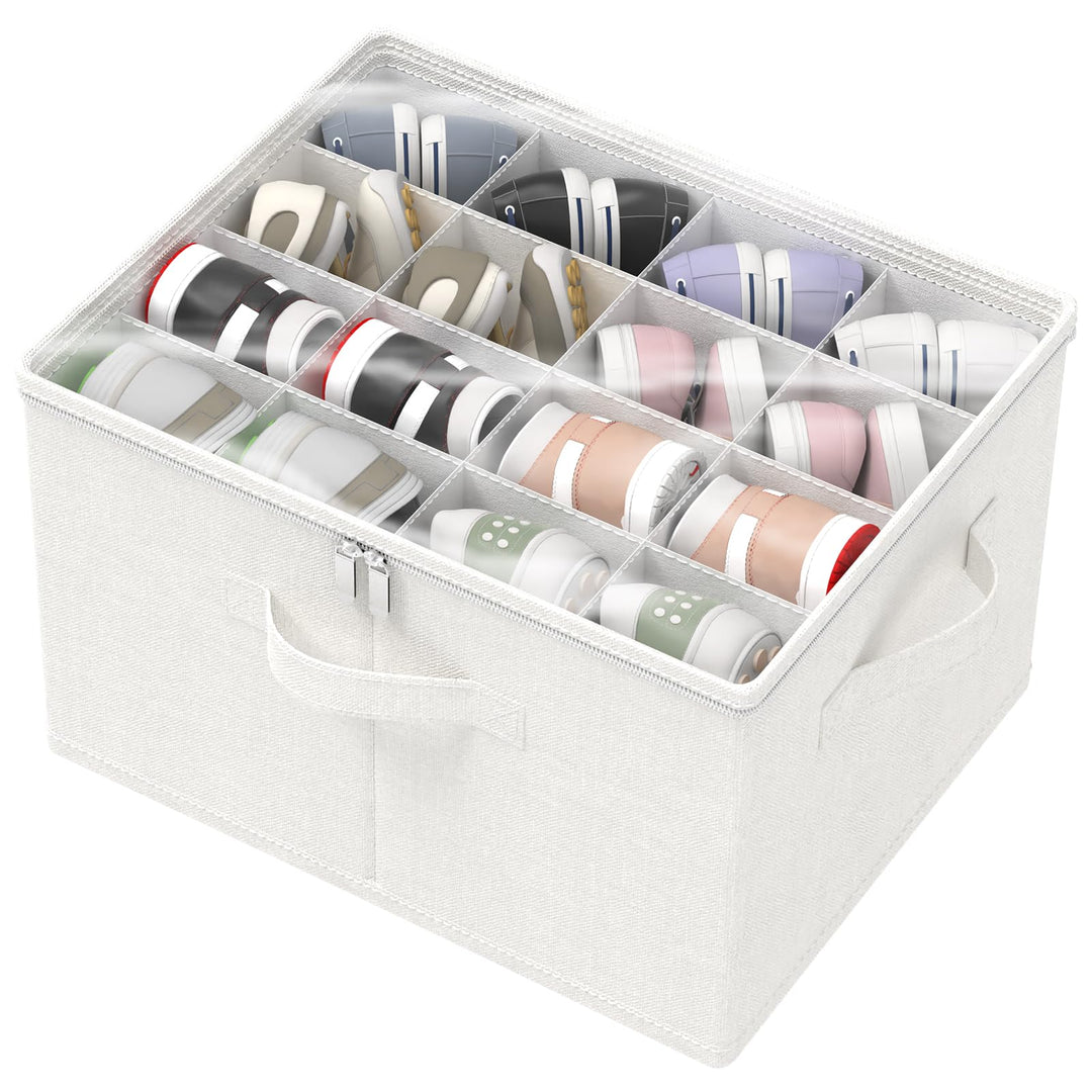 Schuhorganizer für Closet, Passt 16 Paare, Schuhe Organizer mit Durchsichtigem Deckel, Starke Aufbew