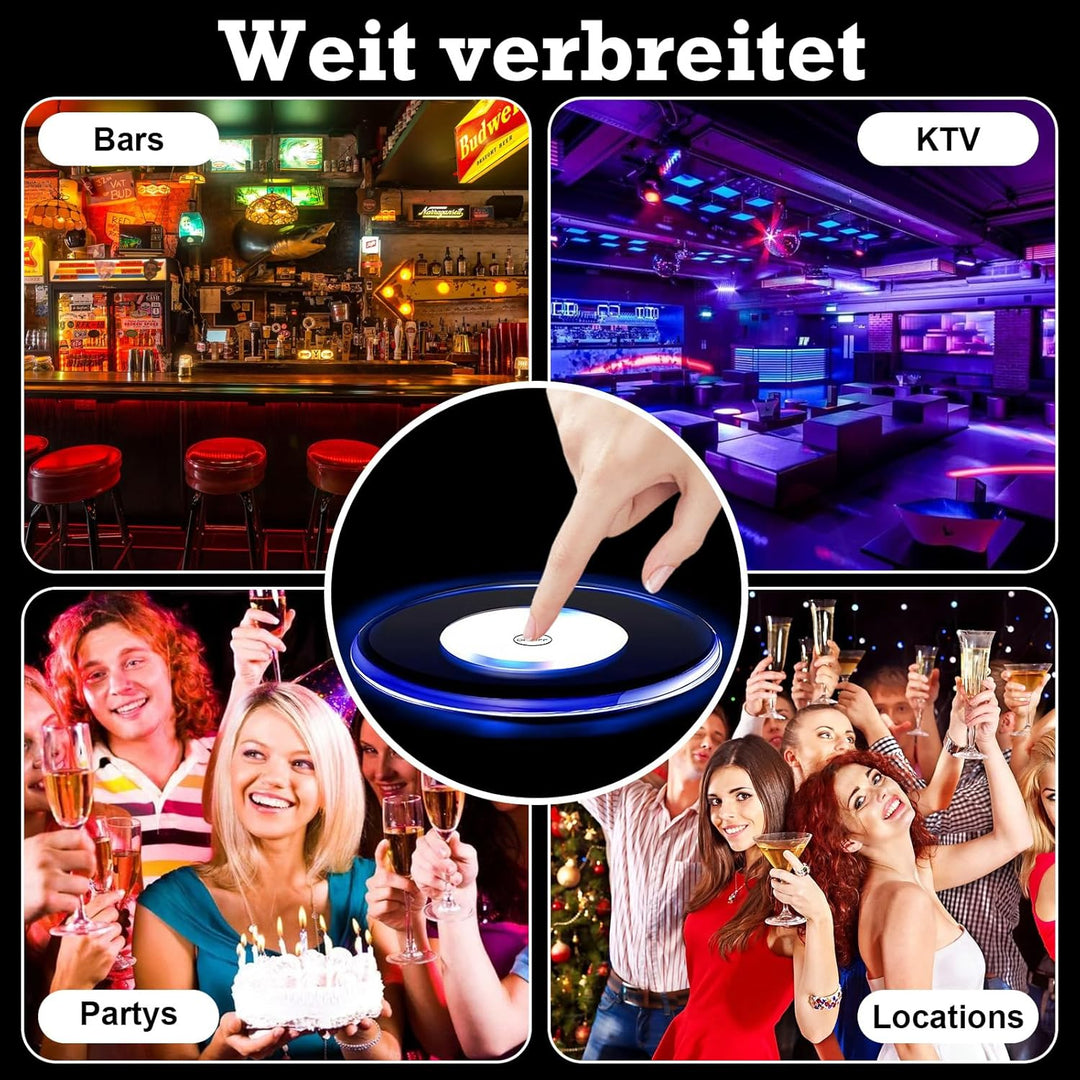 8 Stück Led Untersetzer, Leuchtende Untersetzer für gläser mit 7 Bunt Beleuchtungsmodi, Acryl Rund w