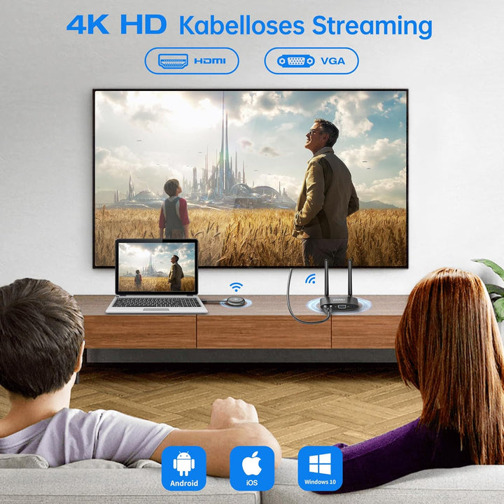 4K/5G Wireless HDMI Transmitter and Receiver, MpioLife Kabellos HDMI Sender und Empfänger, 165FT VGA
