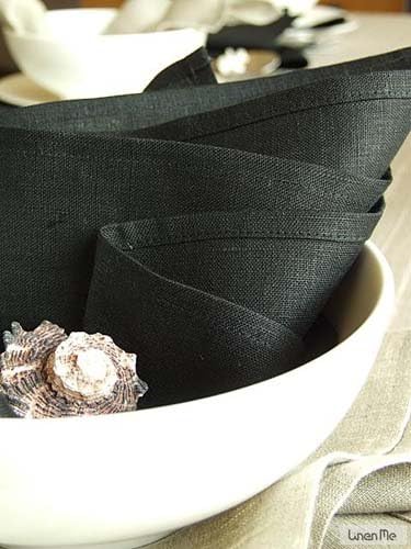 LinenMe Lucia Servietten, Leinen, 47 x 47 cm, Schwarz, 8 Stück 0020708