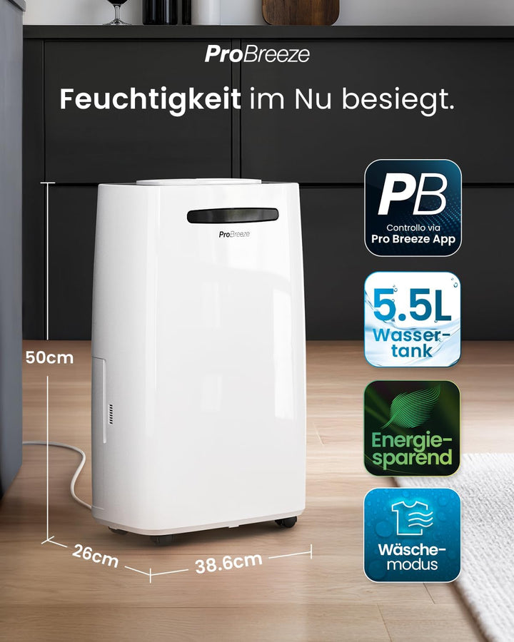 Pro Breeze® 20L/Tag smarter luftentfeuchter elektrisch mit digitalem Feuchtigkeitsanzeiger Schlafmod