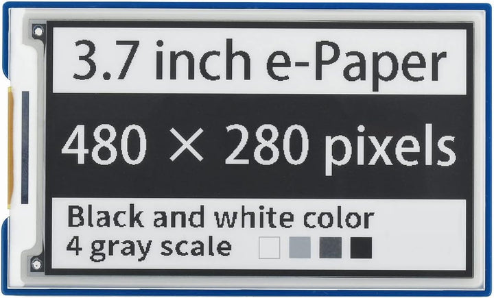 Waveshare 3.7inch E-Paper E-Ink Display HAT for Raspberry Pi with 480×280 Pixels Black/White 4 Grey