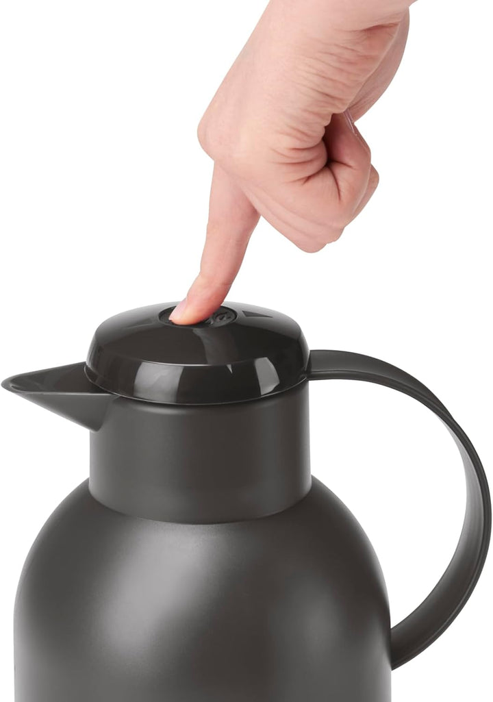 Emsa N40119 Samba Isolierkanne |1,5 Liter | Quick Press Verschluss | 12h heiss und 24h kalt | Transl