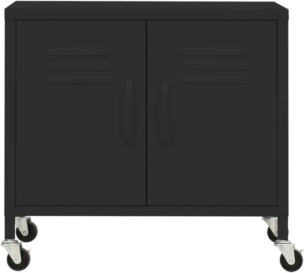 ZQQLVOO Schränke Anrichte Mehrzweckschrank Lagerschrank Schwarz 60x35x56 cm Stahl 60 x 35 x 56 cm (B