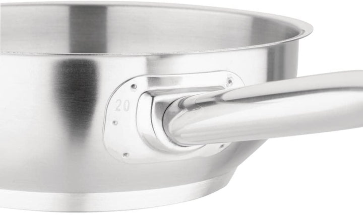 Vogue Edelstahl-Sauté-Bratpfanne 20 cm, Silber, 6,5 cm (H), induktionsgeeignet, verschweisster Griff