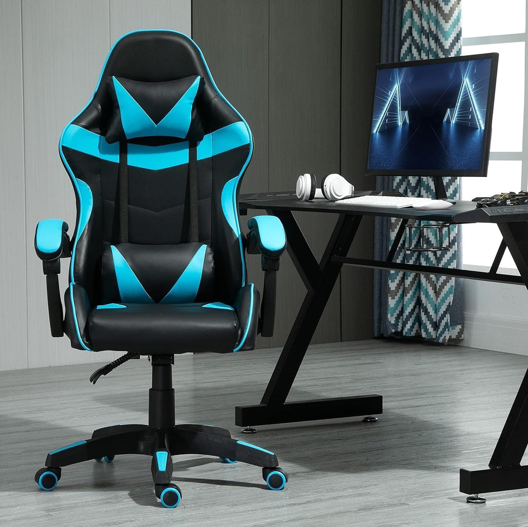 mcc direct Bürostuhl Ergonomisch, Schreibtischstuhl, Drehstuhl, Gaming Sessel, Gamingstuhl (Blau), B