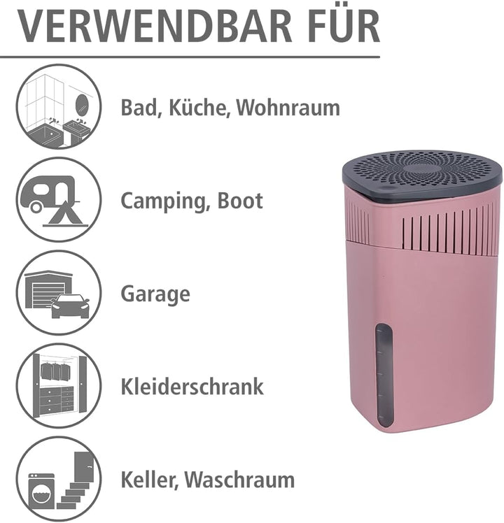 WENKO Raumentfeuchter Drop, nachfüllbarer Luftentfeuchter, reduziert Schimmel & Gerüche, 1 kg Granul
