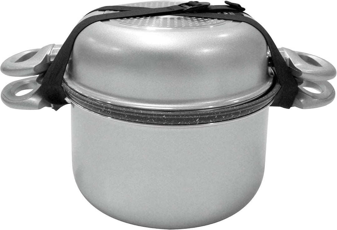 Gimex 9 TLG. Camping Kochtopfset 22cm Alu Aluminium mit Induktion Silber Metallic