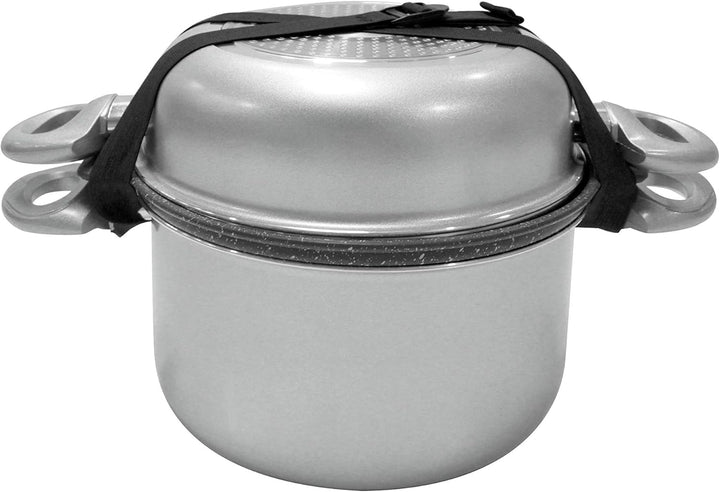 Gimex 9 TLG. Camping Kochtopfset 22cm Alu Aluminium mit Induktion Silber Metallic