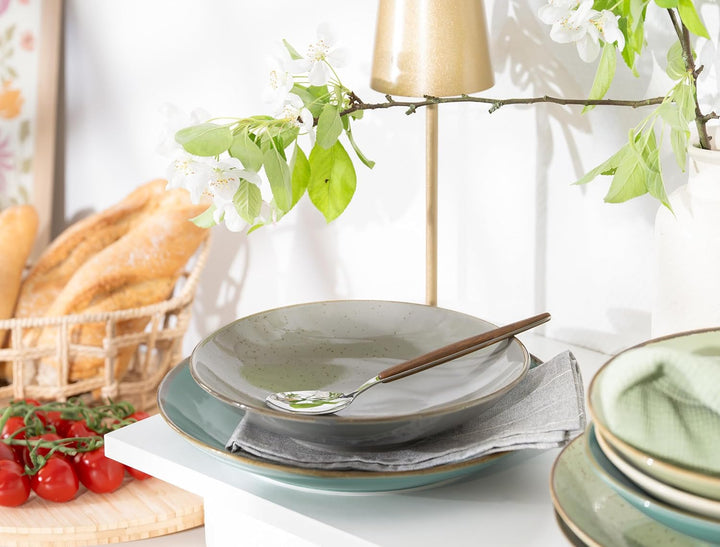 Creatable 20963, Serie Nature Collection, Geschirrset, Teller Set 12 teilig, Steinzeug Original 12 t